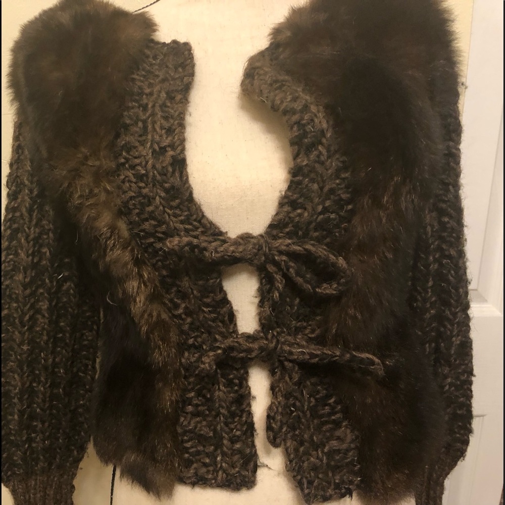 Beautiful hand knitted fur vintage jacket